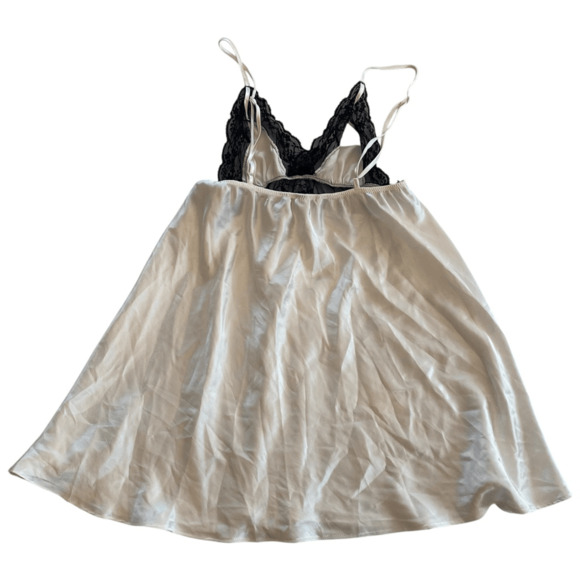 Victoria's Secret Satin with Lace Lingerie Slip Top White Black Medium - Picture 4 of 6